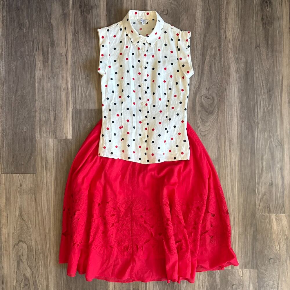Hobbs London Skirt Size UK8 US4 & Top Size UK8 US4 Red Floral Polka Dot